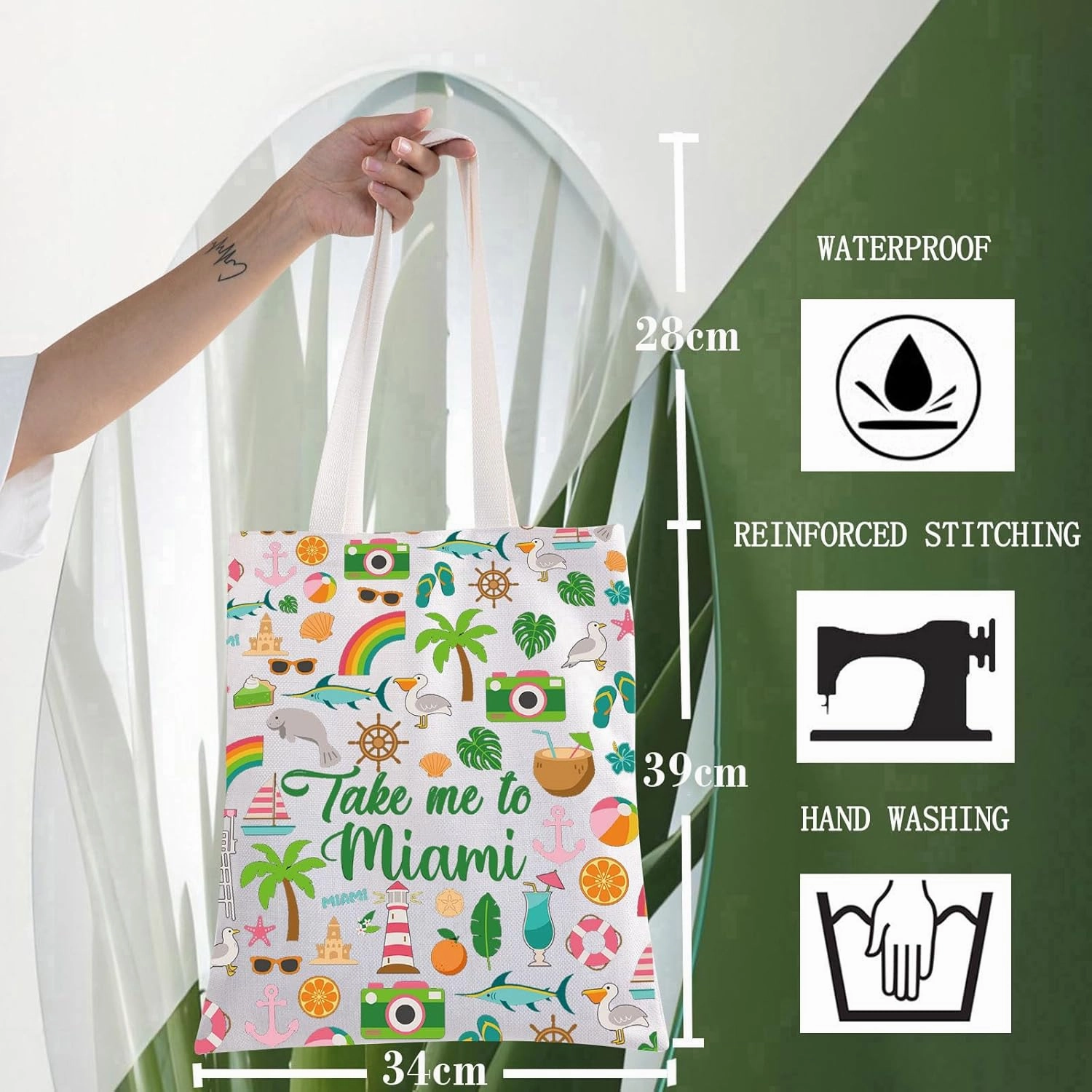 WZMPA Miami Florida Travel Cosmetic Bag Miami Souvenir Gifts Take Me To Miam Zipper Pouch Bag Miami City Trip Gift (To Miami-Tote)