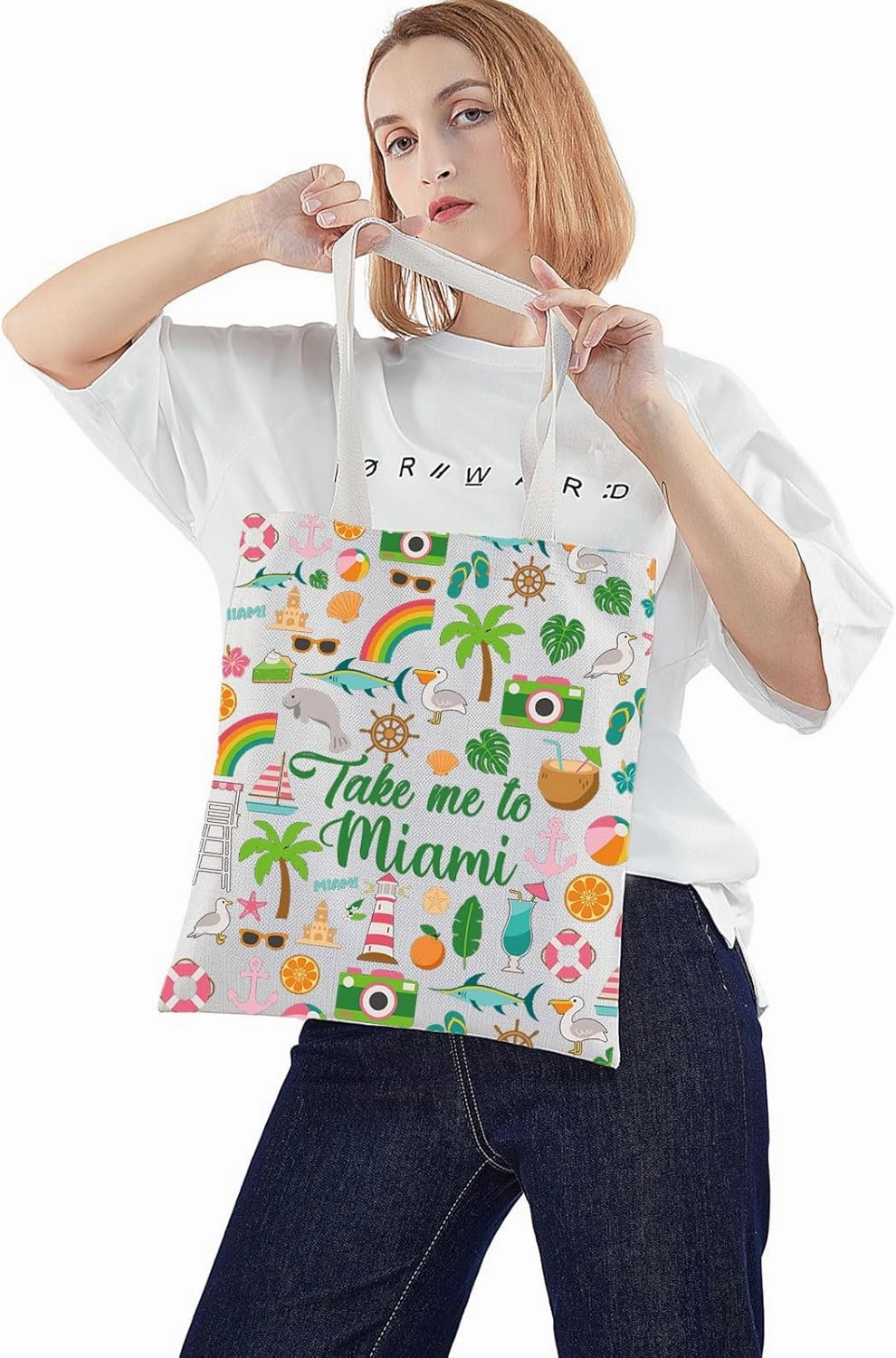 WZMPA Miami Florida Travel Cosmetic Bag Miami Souvenir Gifts Take Me To Miam Zipper Pouch Bag Miami City Trip Gift (To Miami-Tote)