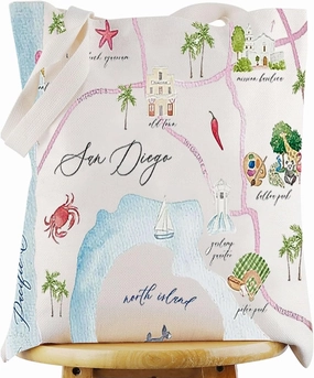 WZMPA San Diego City Map Cosmetic Bag San Diego Travel Souvenir Gift San Diego Long Distance Relationship Makeup Zipper Pouch Bag For Family Friend (San Diego T)