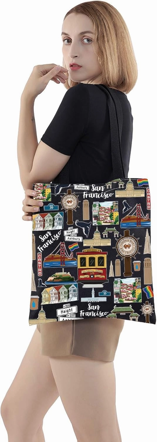 WZMPA San Francisco Travel Cosmetic Bag Gift San Francisco Souvenir Gift San Francisco Makeup Zipper Pouch Bag San Francisco Merchandise (San Francisco TG BL)