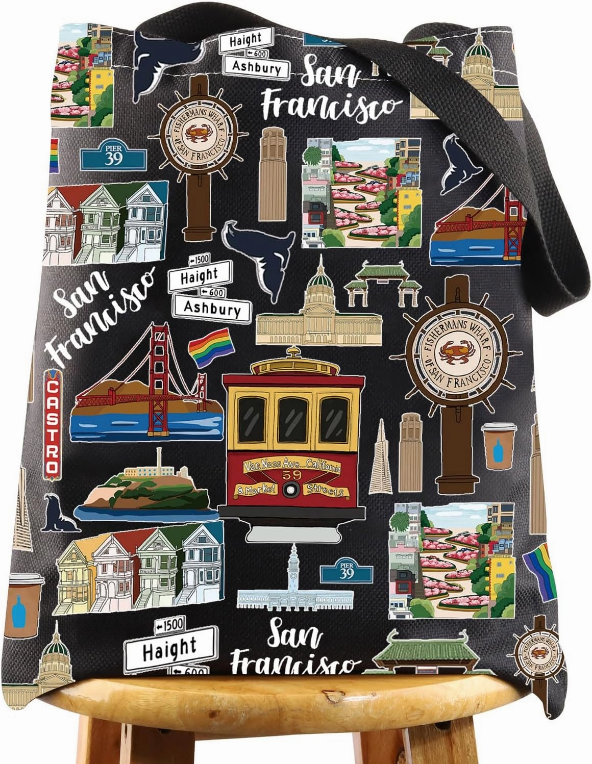 WZMPA San Francisco Travel Cosmetic Bag Gift San Francisco Souvenir Gift San Francisco Makeup Zipper Pouch Bag San Francisco Merchandise (San Francisco TG BL)