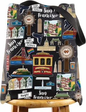 WZMPA San Francisco Travel Cosmetic Bag Gift San Francisco Souvenir Gift San Francisco Makeup Zipper Pouch Bag San Francisco Merchandise (San Francisco TG BL)