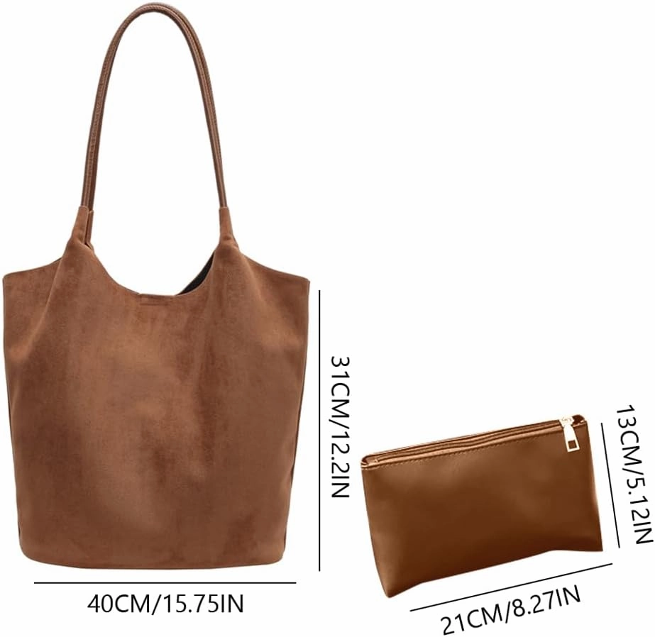 YFGBCX Suede Tote Bags for Women - Slouchy Hobo Handbag for Office & Work - Fall Season