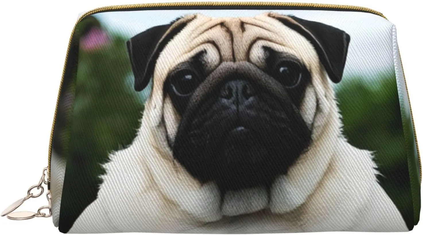 Yoga pug Print Travel Makeup Bag, Women's Large Capacity Makeup Bag, Waterproof Portable Bag, Open Flat Makeup Bag