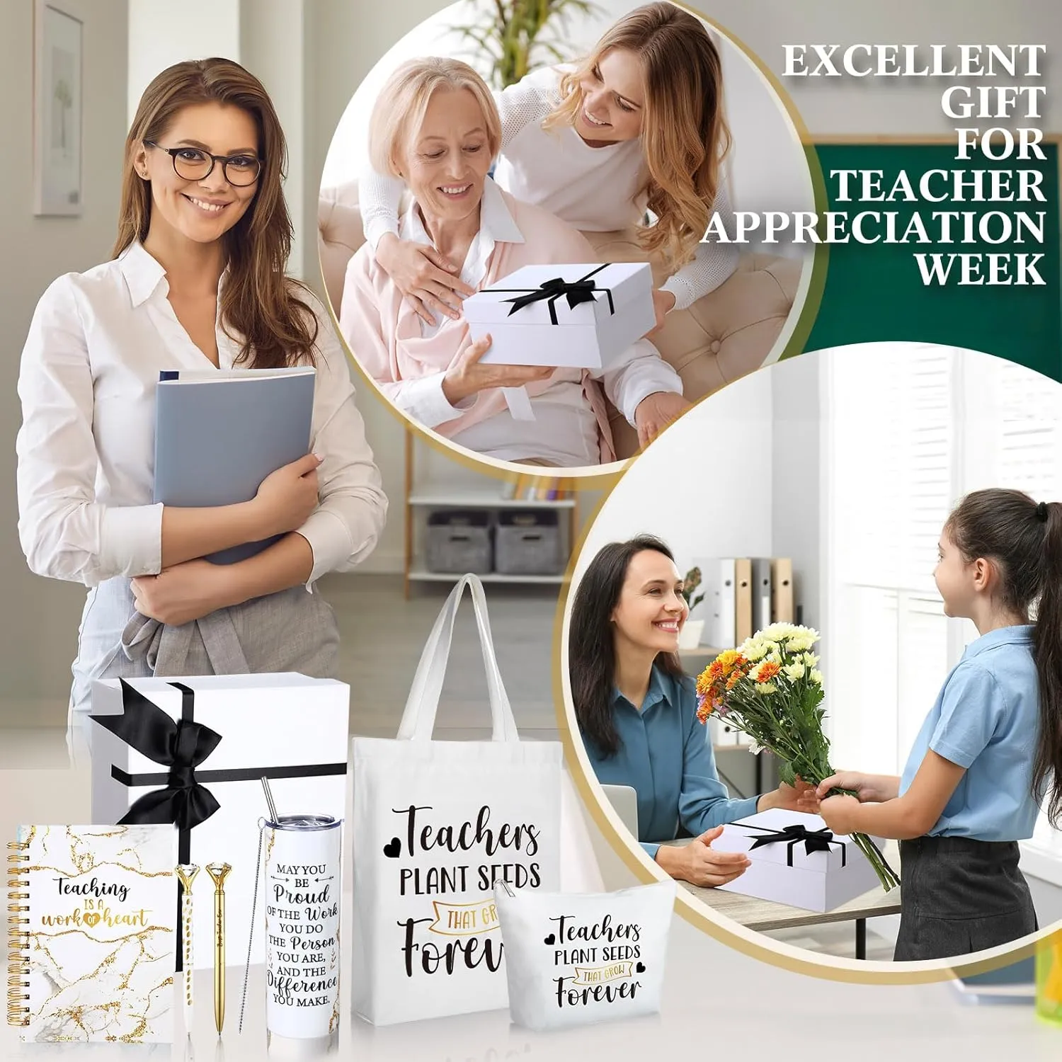 Yungyan 2025 Teacher Appreciation Graduation Gifts Set Teachers' Day Retirement Birthday Presents Thank You Box from Student(Gold)