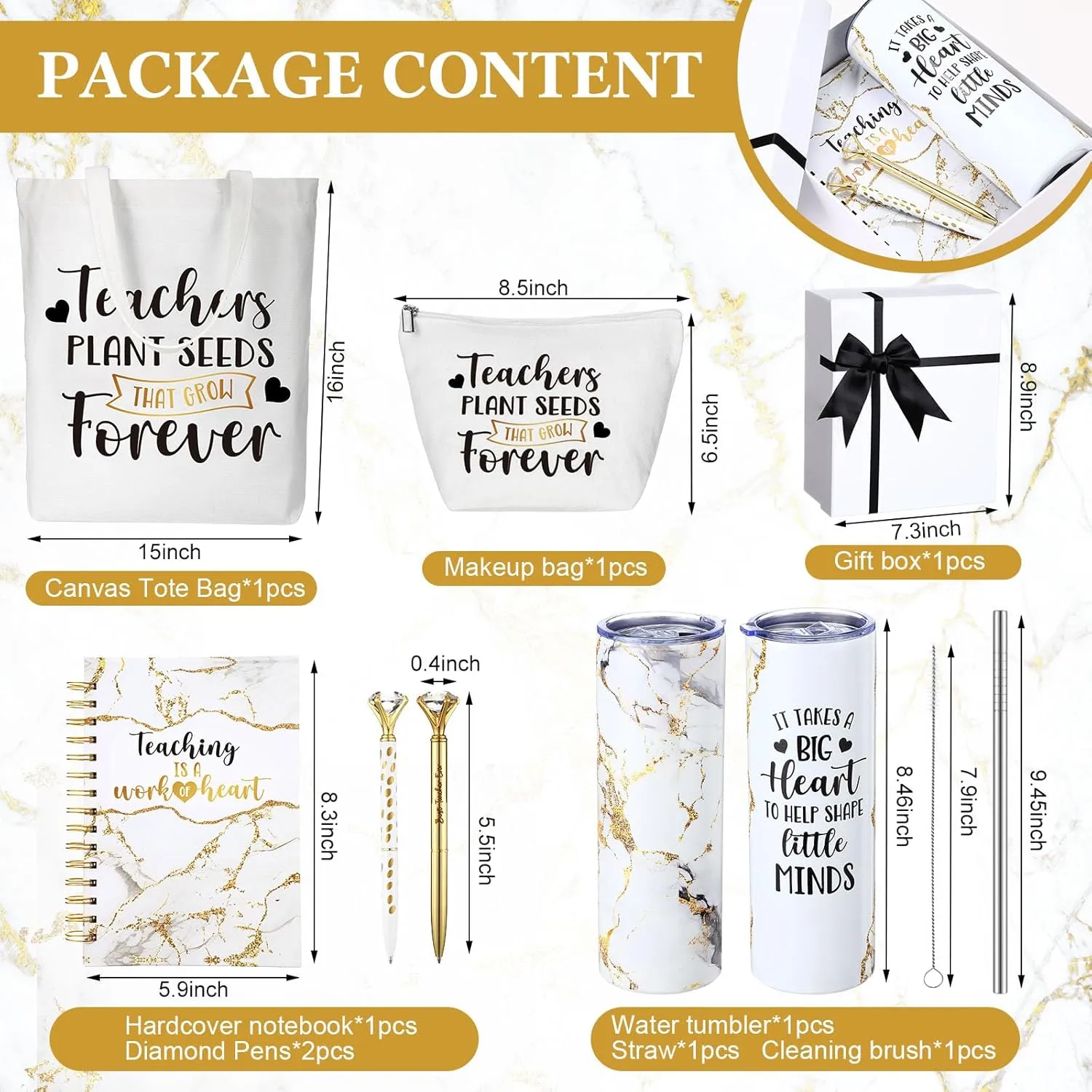 Yungyan 2025 Teacher Appreciation Graduation Gifts Set Teachers' Day Retirement Birthday Presents Thank You Box from Student(Gold)
