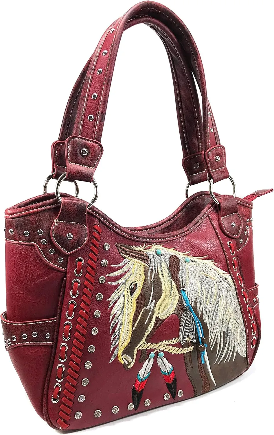 Zelris Dakota Dales Pony Horse Embroidery Mane Western Country Women Conceal Carry Tote Purse Handbag
