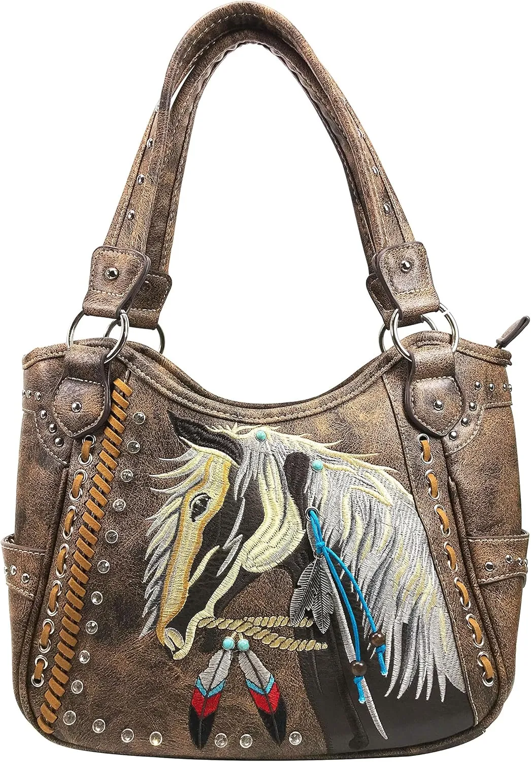 Zelris Dakota Dales Pony Horse Embroidery Mane Western Country Women Conceal Carry Tote Purse Handbag