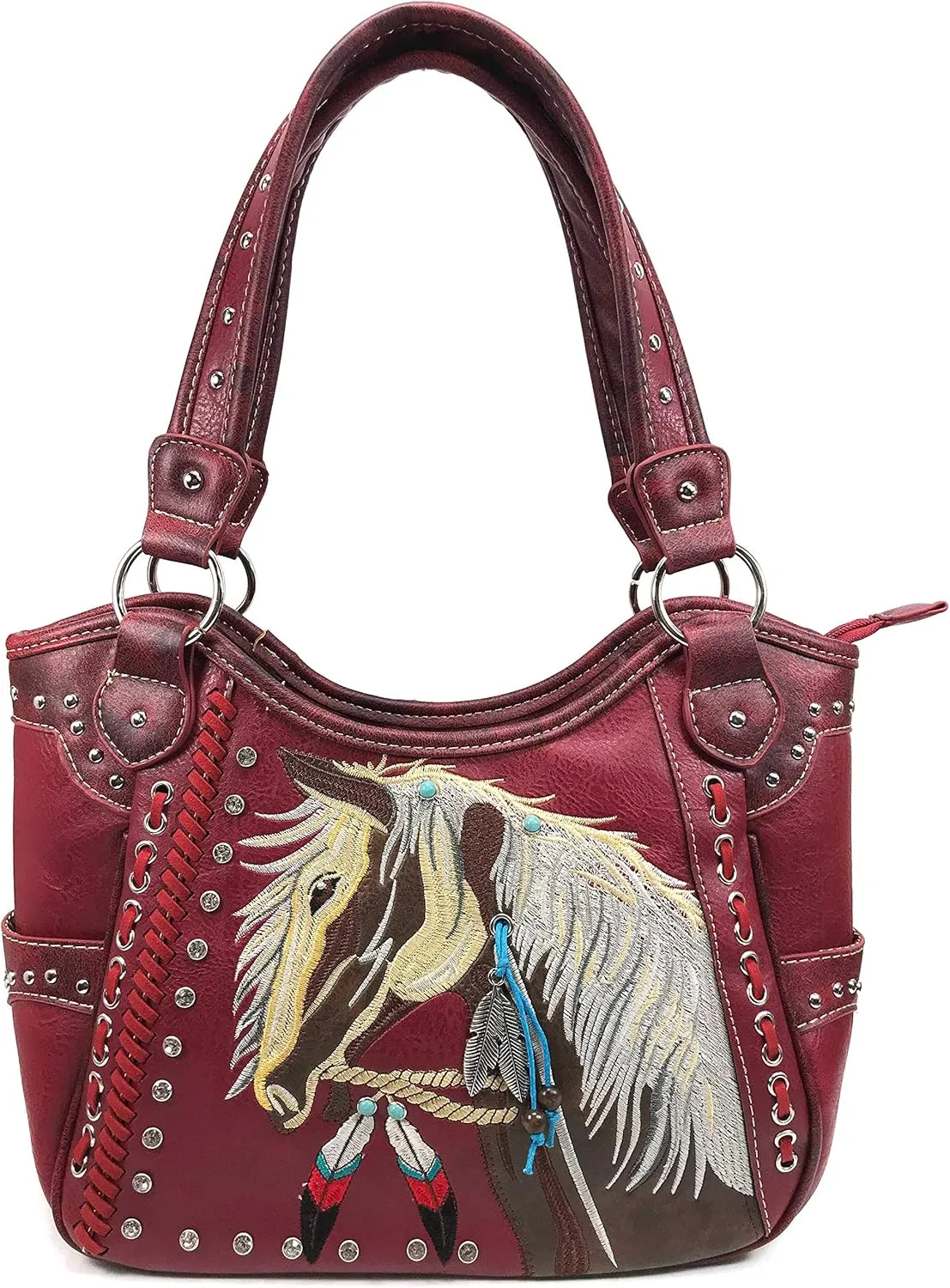 Zelris Dakota Dales Pony Horse Embroidery Mane Western Country Women Conceal Carry Tote Purse Handbag