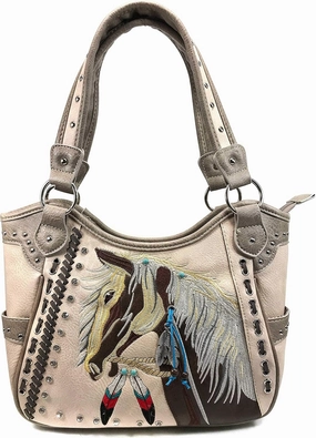 Zelris Dakota Dales Pony Horse Embroidery Mane Western Country Women Conceal Carry Tote Purse Handbag