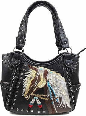 Zelris Dakota Dales Pony Horse Embroidery Mane Western Country Women Conceal Carry Tote Purse Handbag